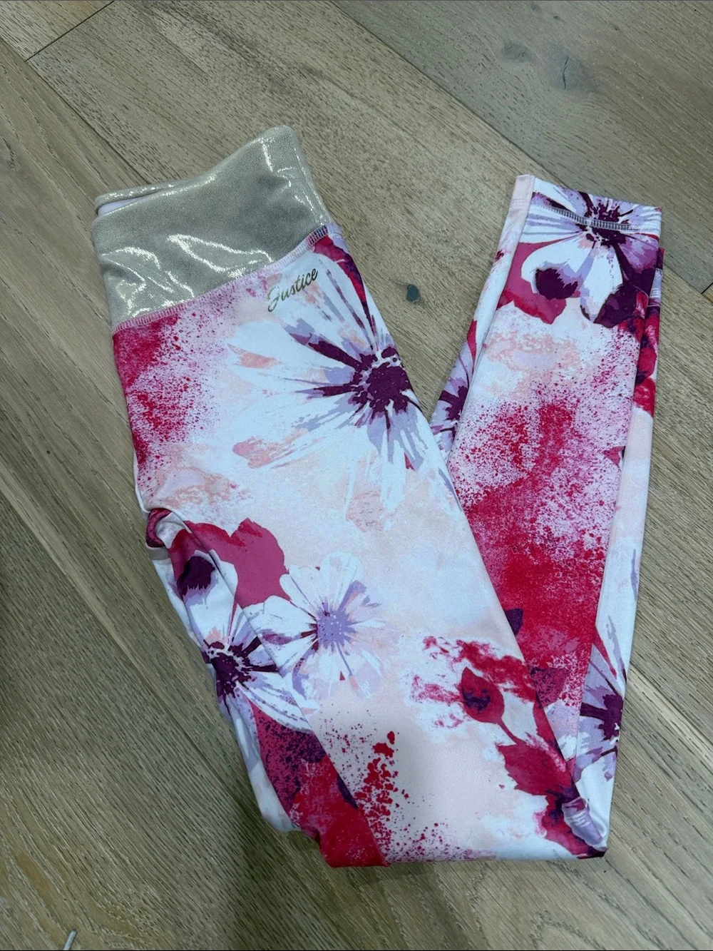 Justice White Racerback Tank with Pink and Purple Trim